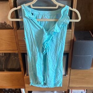Lilly Pulitzer Aqua Ruffle Tank Top